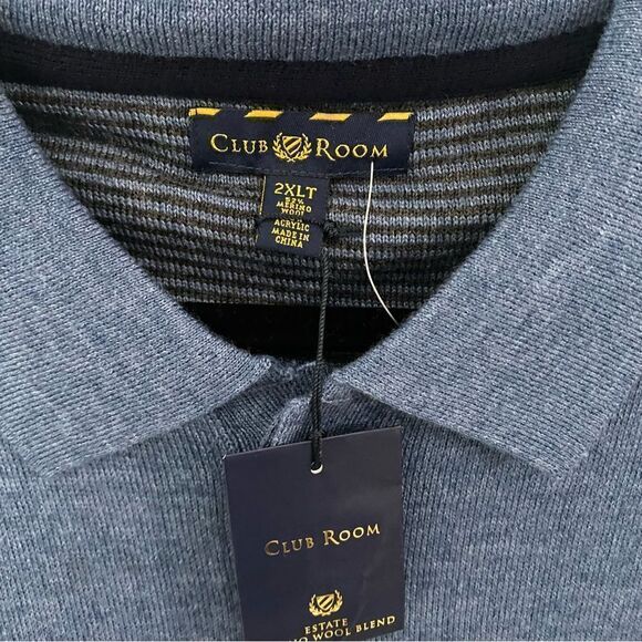 Club Room Men’s Long Sleeve Wool Blend Polo Neck Knit Sweater 2XLT - Picture 2 of 3